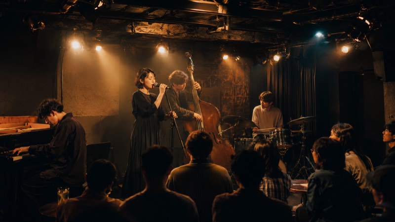 Crowd at an intimate Japanese live house music venue